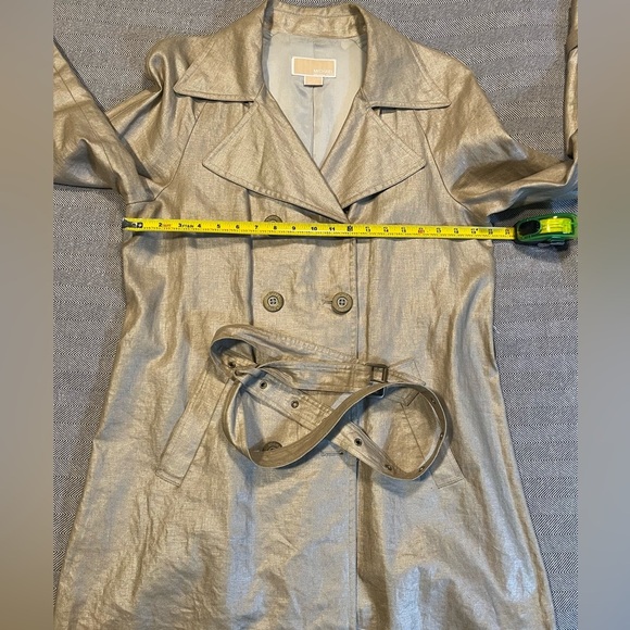 Michael Kors Shimmering Metallic Gold Belted Trench Coat - Picture 15 of 16